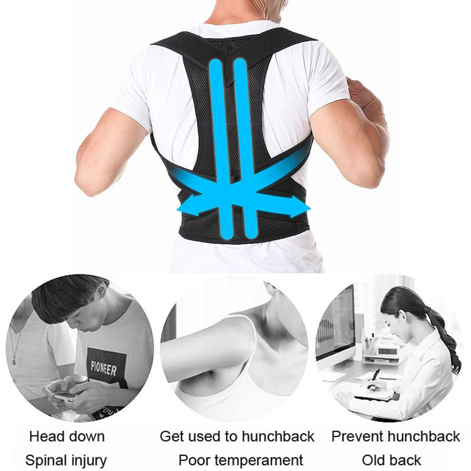 Adjustable Posture Corrector Back Brace for Clavicle Support and Alignment